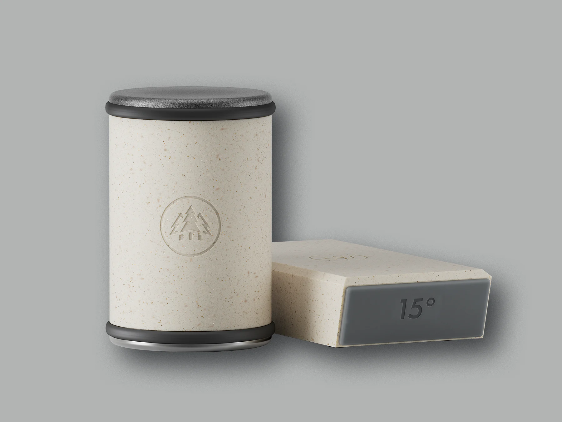 HORL®3 Cruise Rollschleifer in einer Sand-Optik mit eingeprägtem Baum-Logo und magnetischer 15&20-Grad-Schleiflehre auf grauem Hintergrund