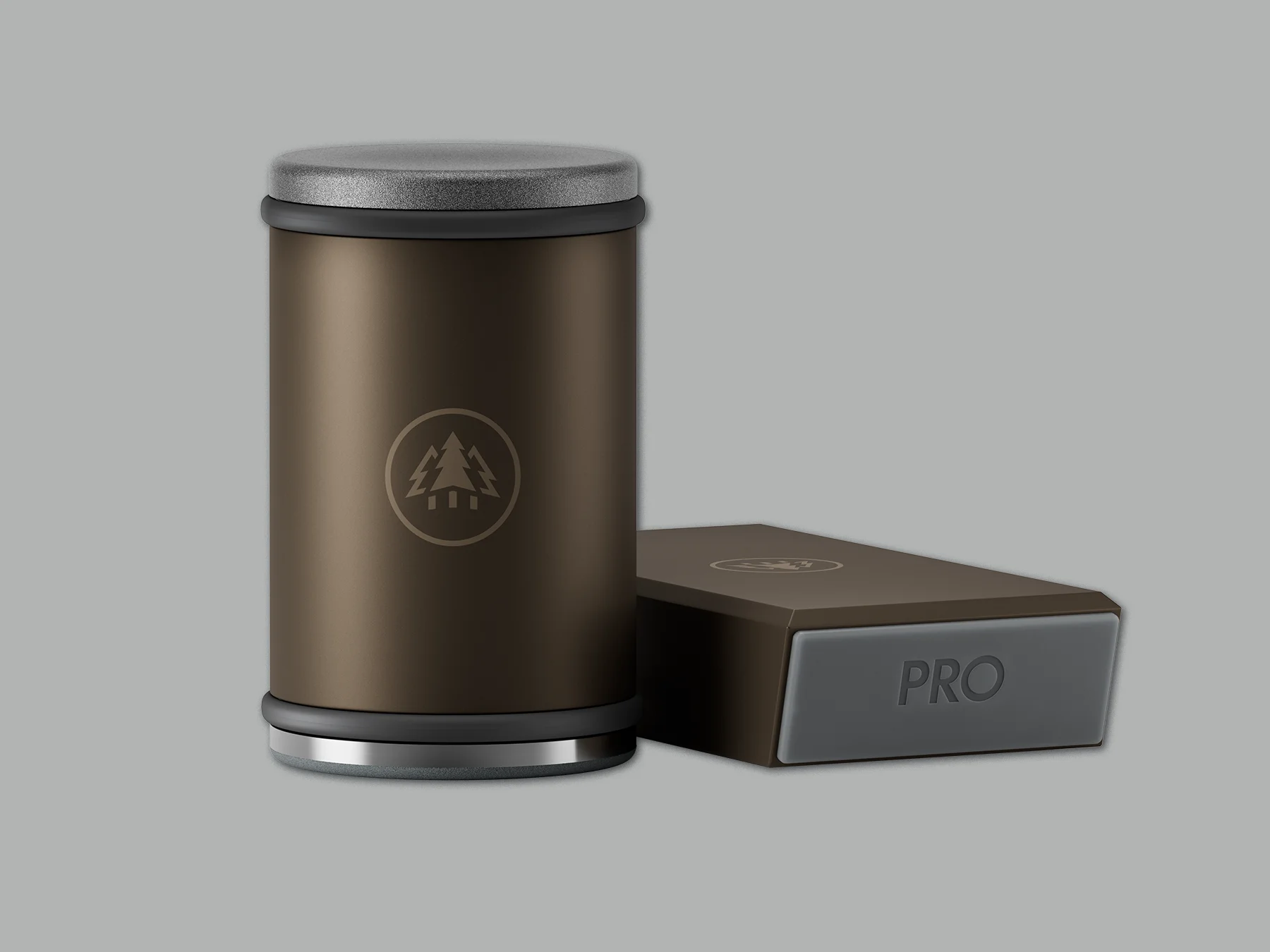 HORL®3 Pro Rollschleifer in Dunkelbronze-Optik mit graviertem Baum-Logo und magnetischer mit PRO-Schriftzug auf grauem Hintergrund